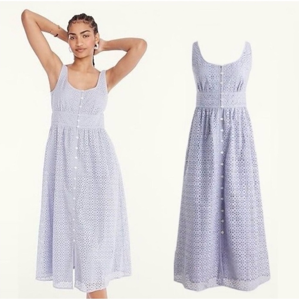 NWT J. Crew cotton eyelet midi dress in periwinkle blue